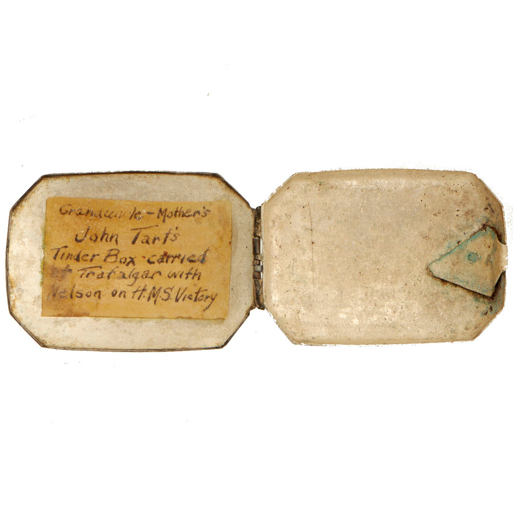 Original British Napoleonic Royal Navy Sailor’s Silvered Tinder or Snuff Box Carried Aboard H.M.S. Victory at Trafalgar in 1805 Original Items