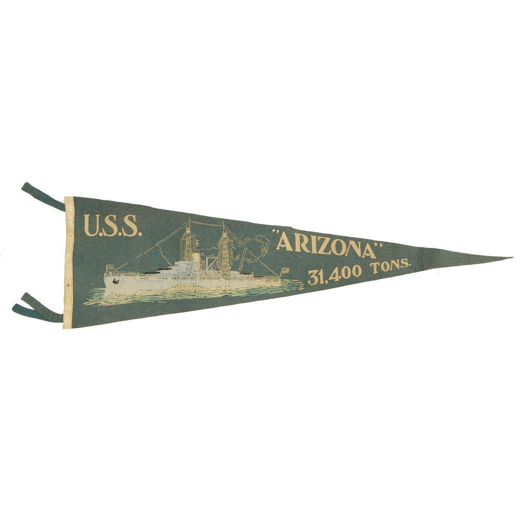 Original U.S. Navy WWI Era Fantastic USS Arizona Commissioning Souvenir Pennant - Circa 1916 Original Items