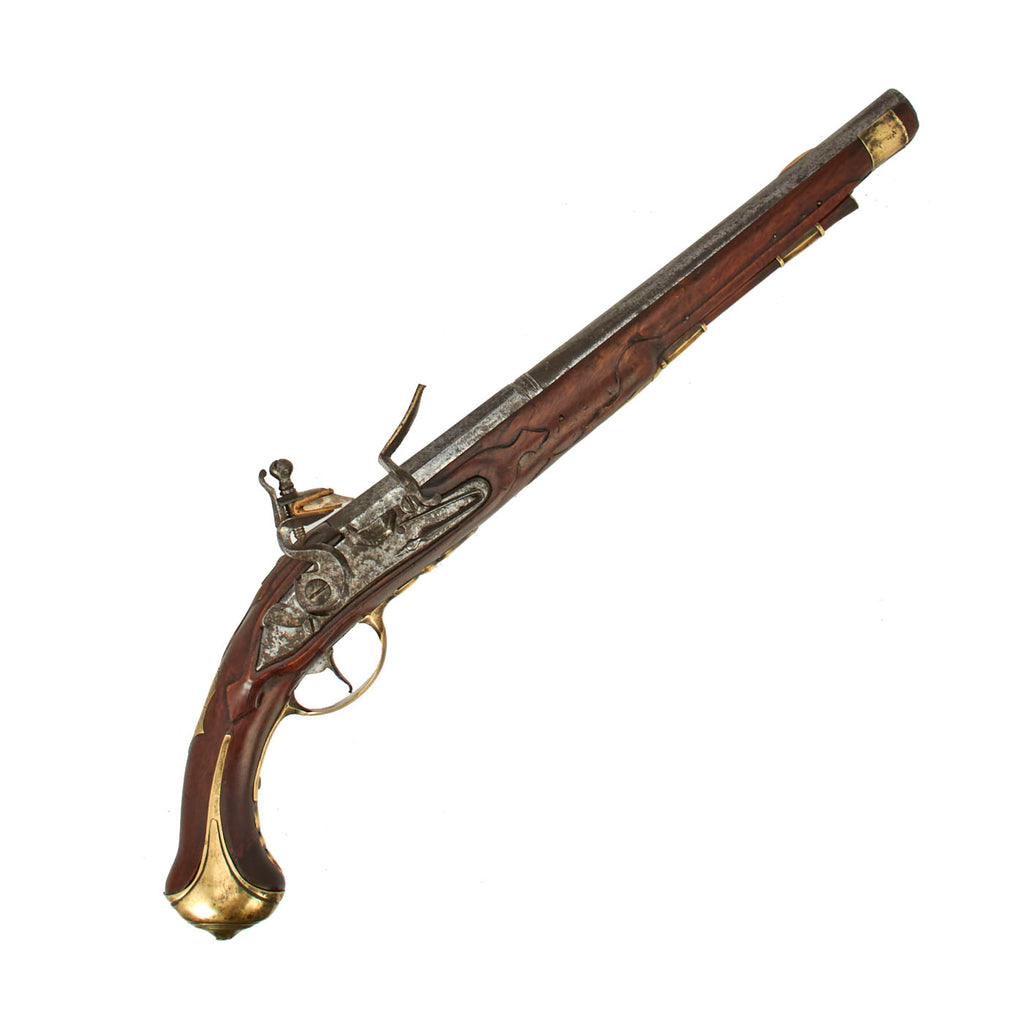Original Excellent Dutch - German Brass Mounted Military Flintlock Pistol with Coat of Arms - dated 1750 Original Items