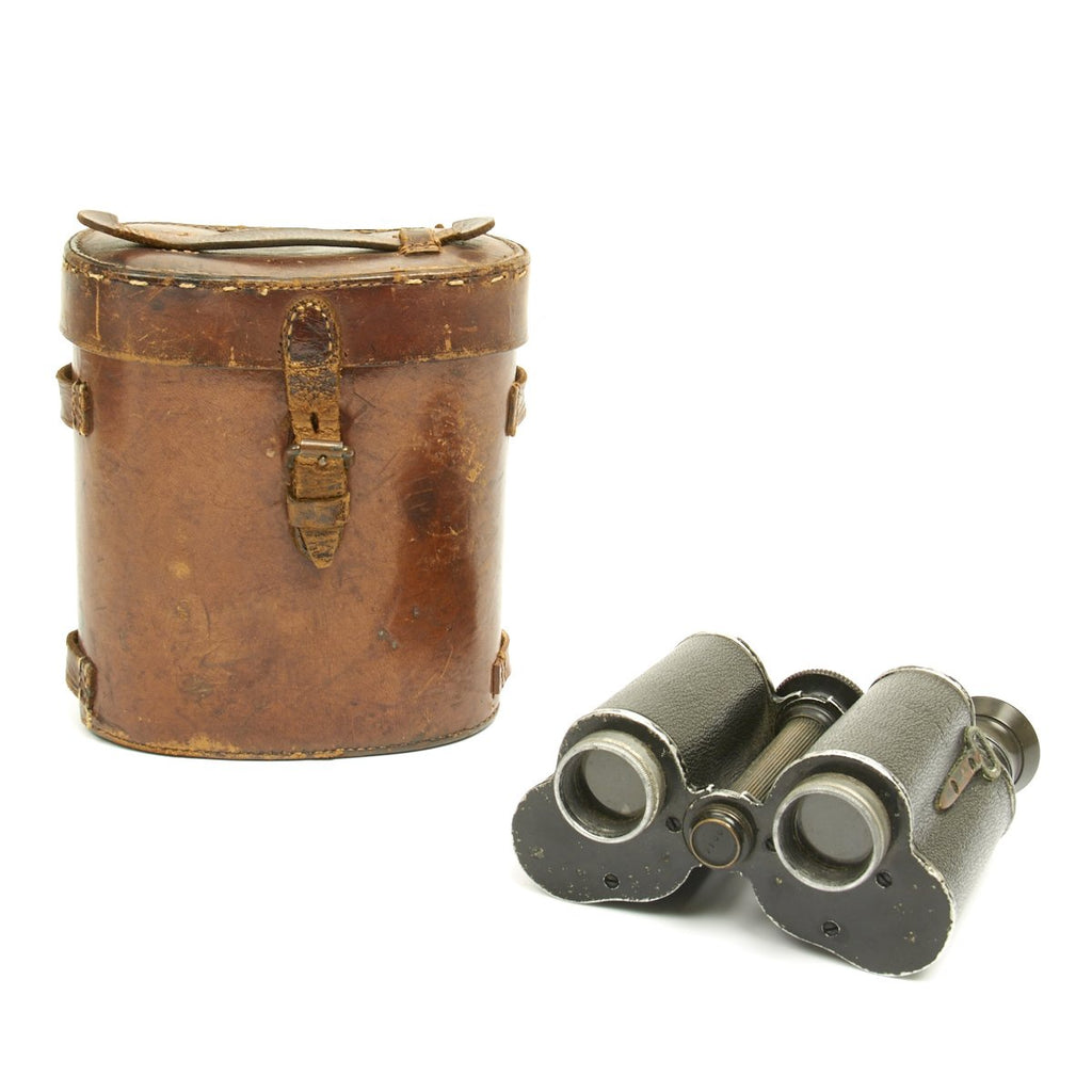 Original British WWI Officer's 8X Binoculars in Leather Case dated 1916 Original Items