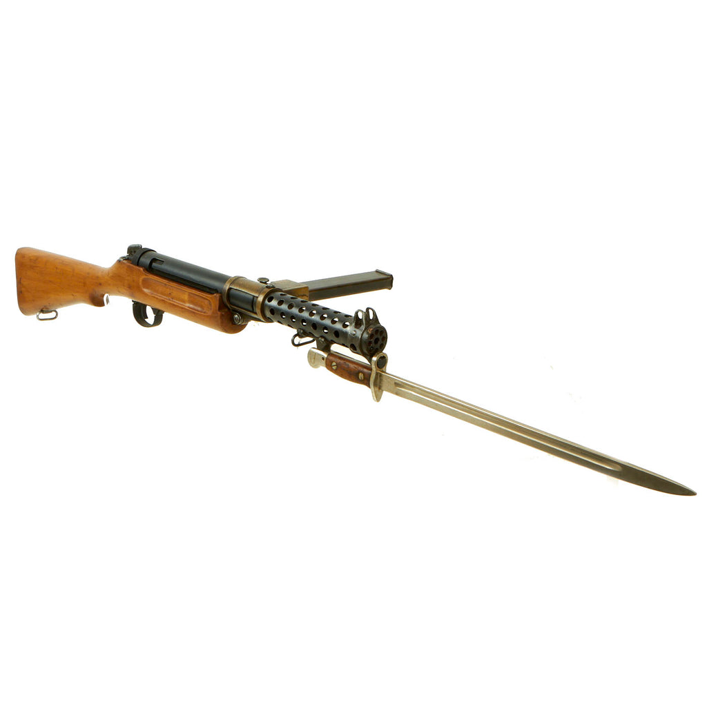 Original British WWII Lanchester MK.I* Display Submachine Gun SMG with Magazine & Parade Bayonet Original Items