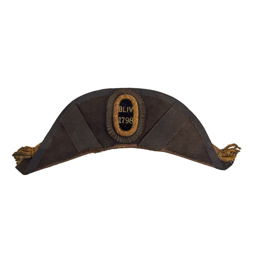 Original U.S. Boston Light Infantry Volunteers Fore and Aft Officer’s Bicorn Hat by Platt with BLIV 1798 Cypher Original Items