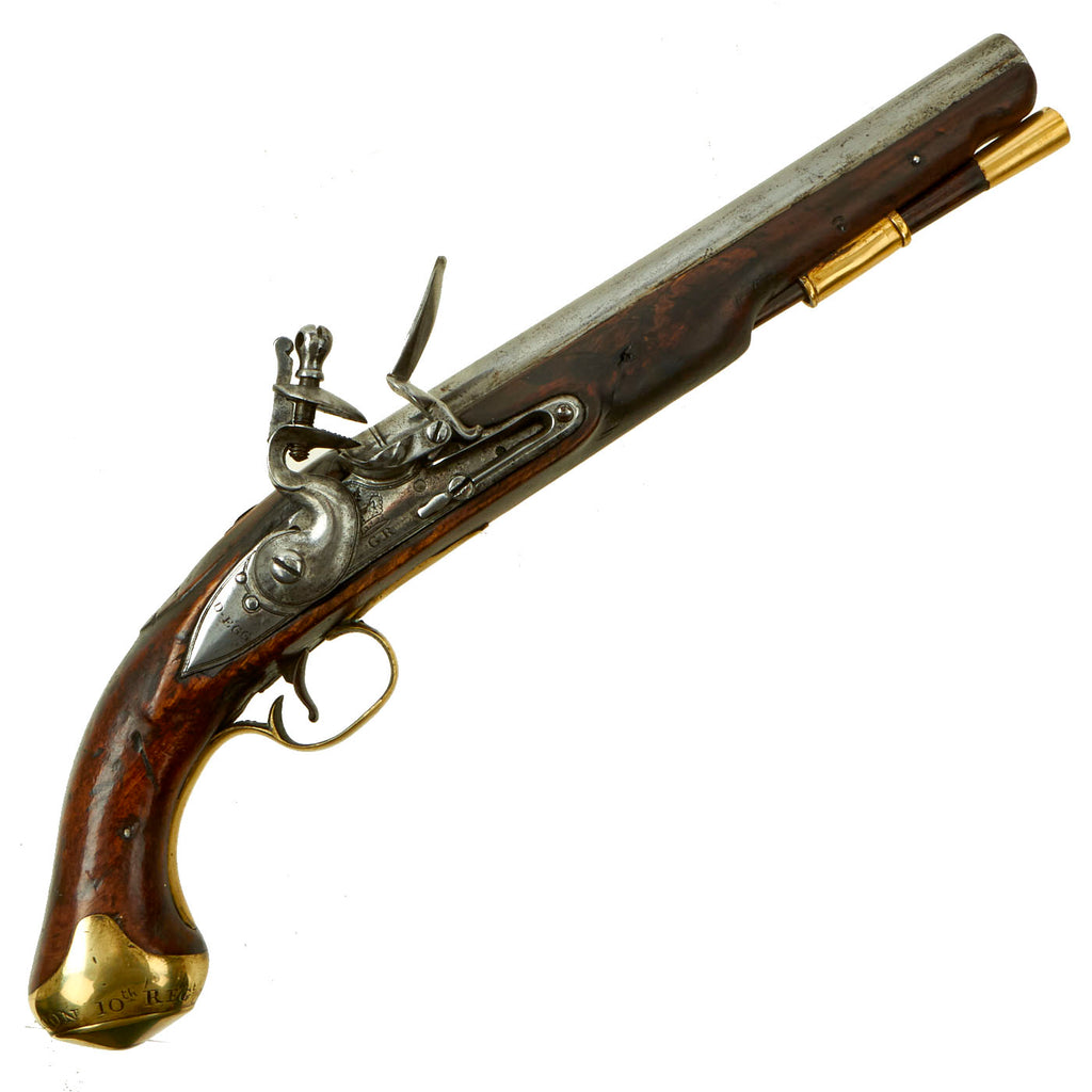 Original British Napoleonic Private Purchase Light Dragoon Flintlock Pistol by Durs Egg Named to Lt. A. Bacon of the 10th Hussars - Waterloo Participant Original Items