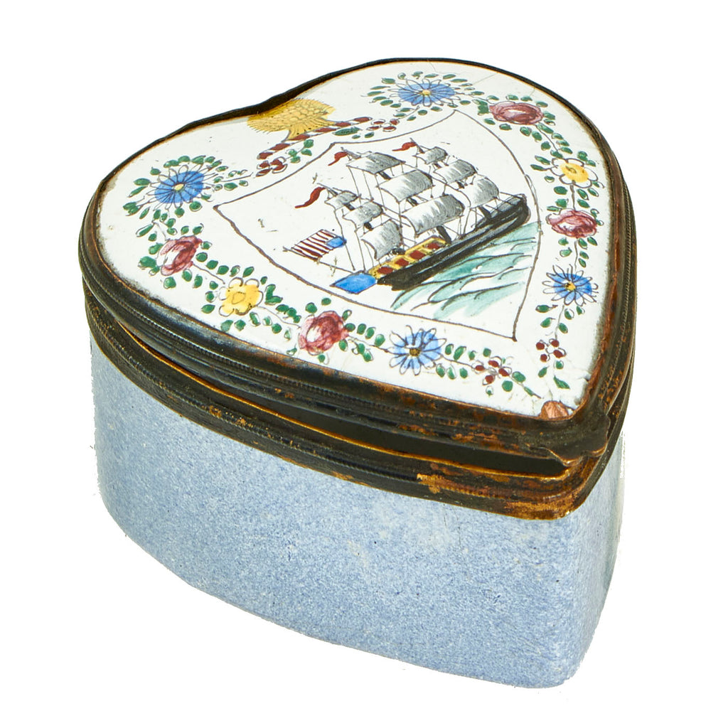 Original British Early 18th Century Officer’s Sweetheart Enameled Copper Patch Box - circa 1800 Original Items