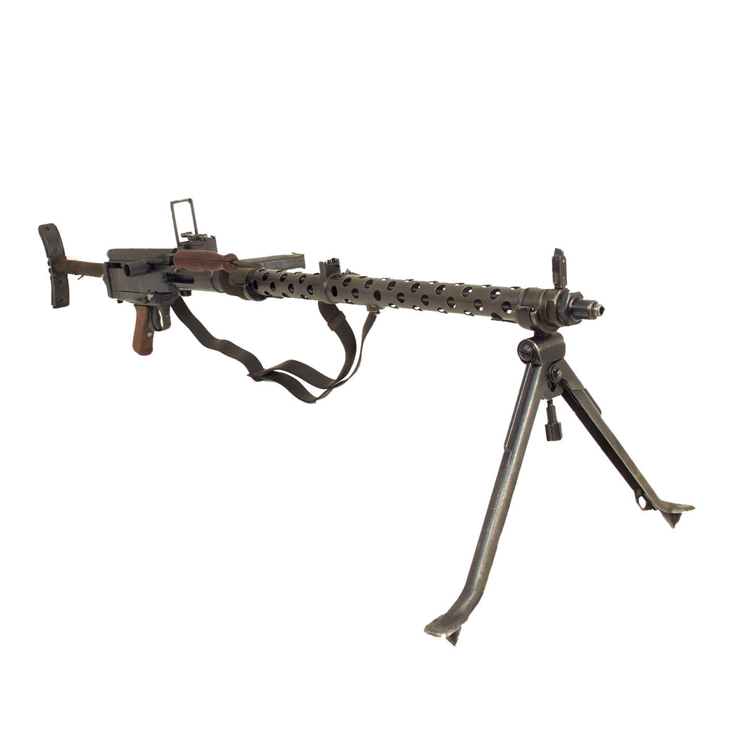 Original German WWII MG 13 Display Light Machine Gun with Rare Brass Magazine Well, Magazine & Sling - Maschinengewehr 13 Original Items