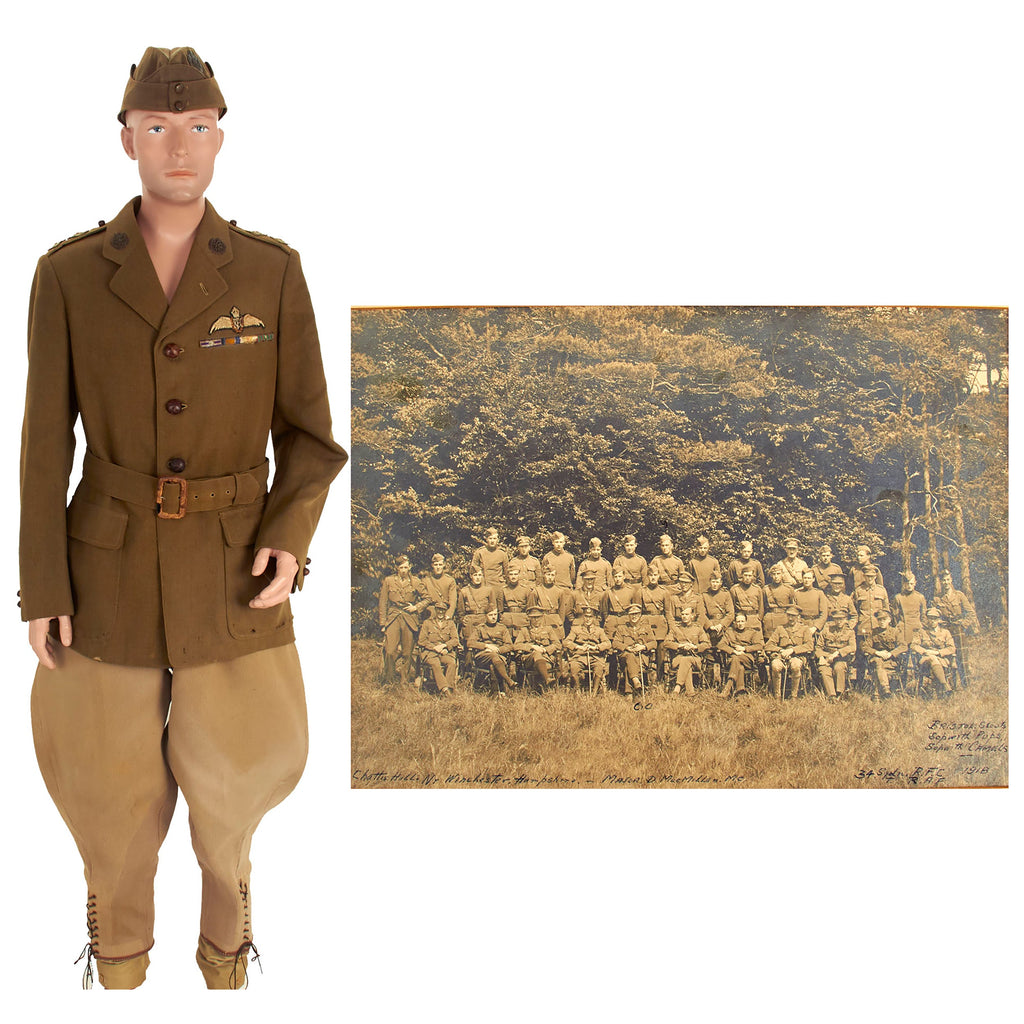 Original British WWI Named Royal Flying Corps Officer Uniform Set With Overseas Cap and Period Photo Original Items