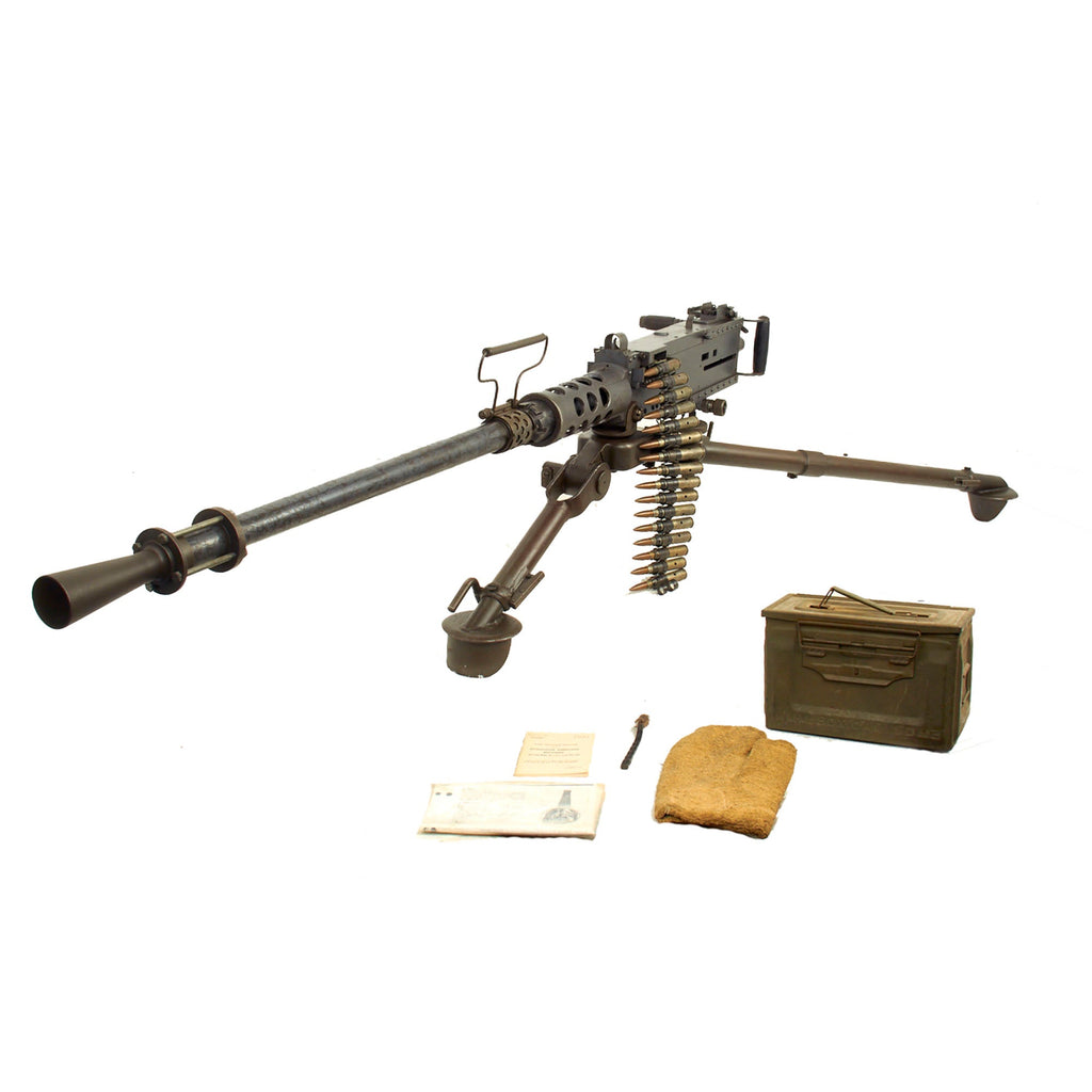 Original U.S. WWII Type M2HB Browning .50 Caliber “Ma Deuce” Display Machine Gun with Complete M3 Tripod & Accessories Original Items