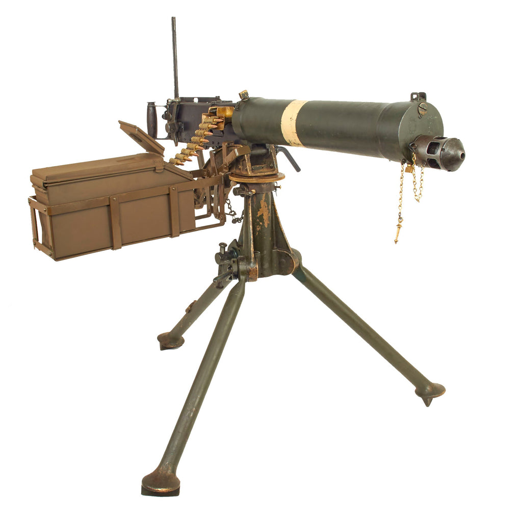 Original British WWII Vickers Display Medium Machine Gun with 1930 Dated Portuguese Tripod & Accessories Original Items