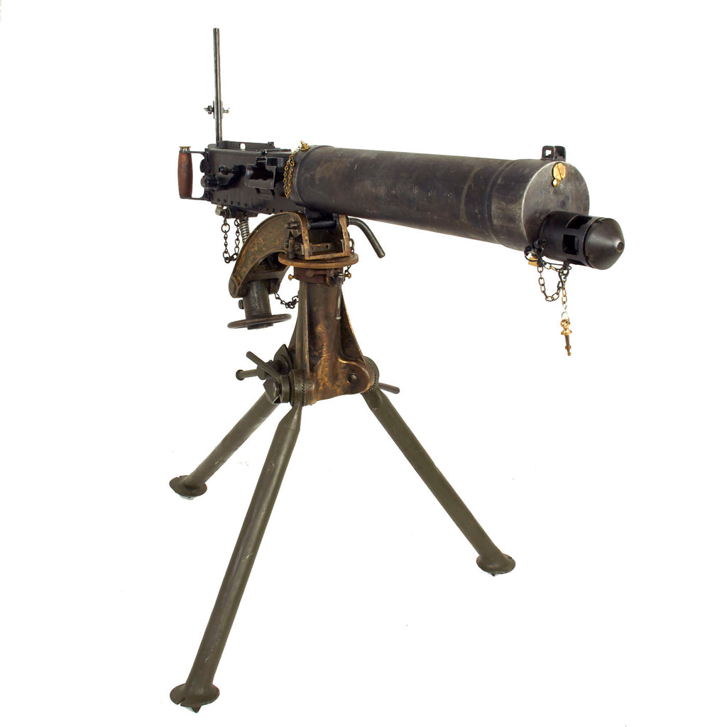 Original British WWII Vickers Display Medium Machine Gun with Tripod - 1915 Dated Crosshead Original Items