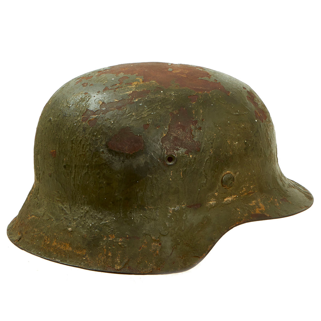 Original German WWII M42 Army Heer Concrete Camouflage Helmet Shell with Liner Band - stamped EF68 Original Items