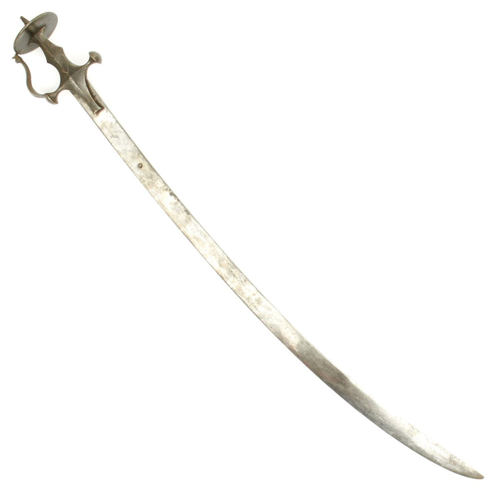 Original Indian 19th Century Tulwar Battle Sword with Worn Gold Inlaid Hilt - Circa 1800 Original Items