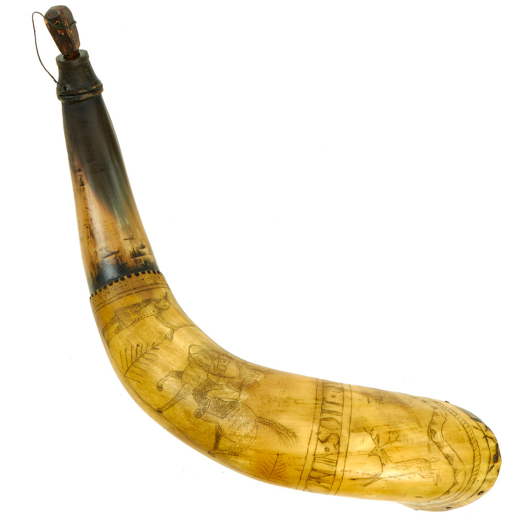 DRAFT Original British Early 18th Century Gun Powder Horn marked to the 76th Regiment of Foot circa 1787-1820 Original Items