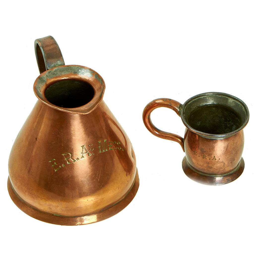 Original Set of Two 19th Century British Copper Measures marked to E.R.A. Mess - Smaller Also Marked R.N.Y. Original Items