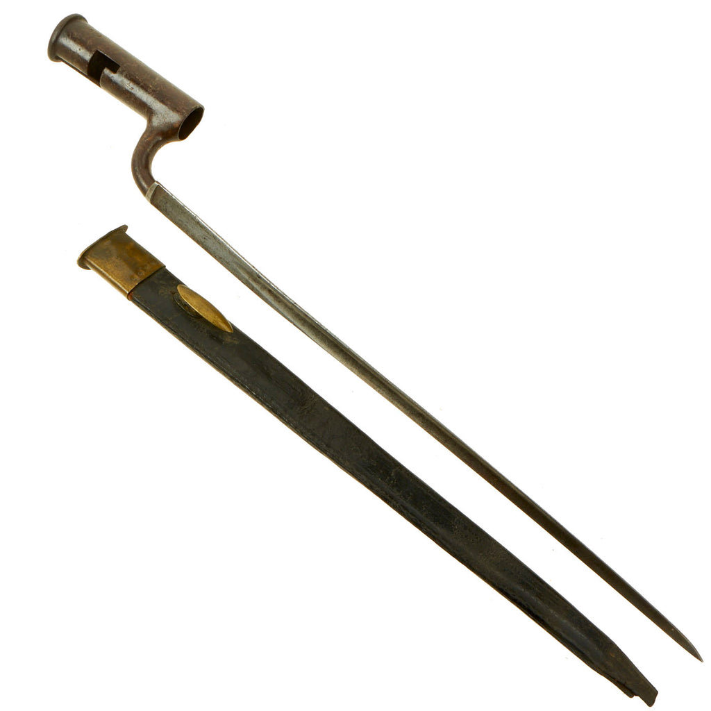 Original British Napoleonic Wars / War of 1812 Era India Pattern Brown Bess Bayonet by Osborn With Leather Scabbard Original Items