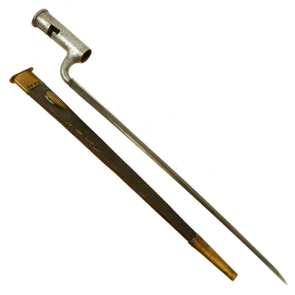 Original British Napoleonic Wars / War of 1812 Era India Pattern Brown Bess Bayonet by Osborn With Leather Scabbard Original Items