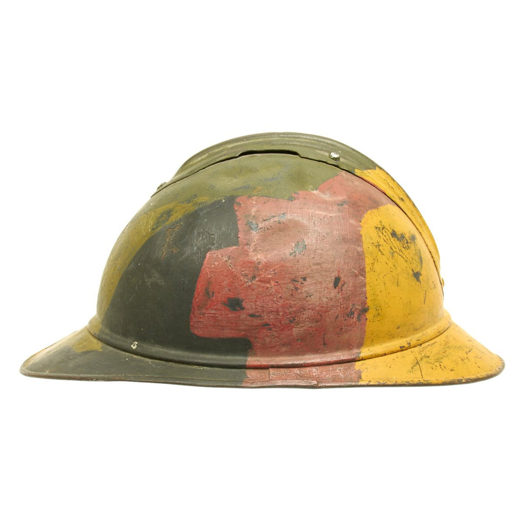 Original French WWI Model 1915 Adrian Camouflage Helmet Original Items