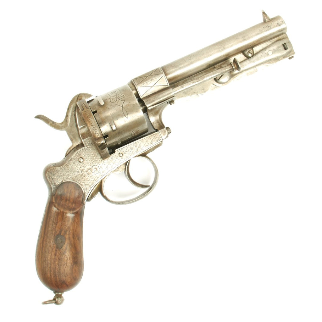 Original French 11mm Engraved Pinfire Revolver Fitted with Folding Bayonet - circa 1863 Original Items