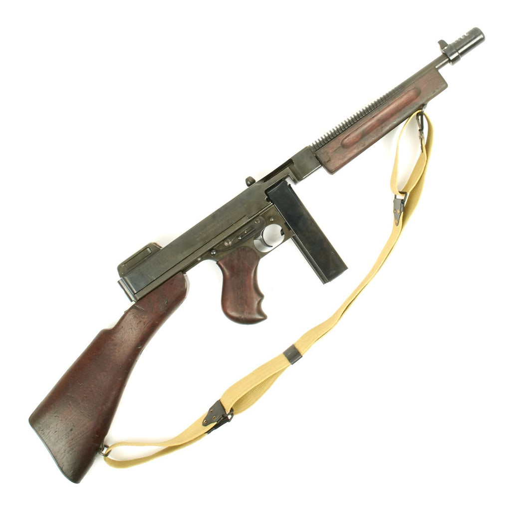 Original U.S. WWII Thompson M1928A1 Display Submachine Gun with Sling - Original WW2 Parts Original Items