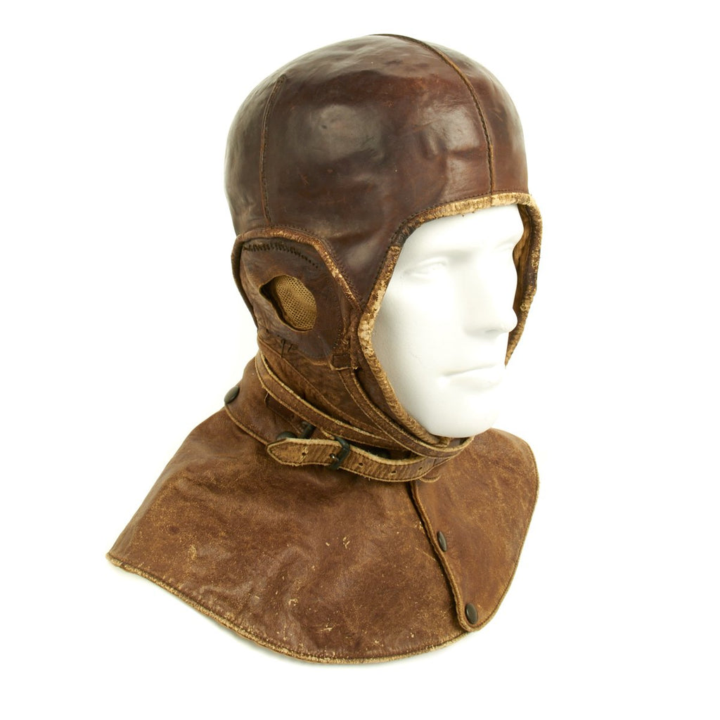 Original U.S. WWI Aero Squadron Stiff Leather Flying Helmet - Spalding Type Original Items
