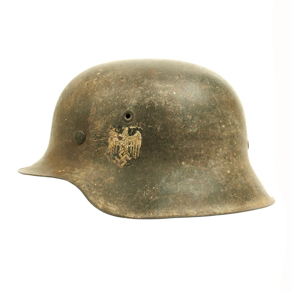 Original German WWII Subtle Snow Camouflage M42 Single Decal Heer Helmet - EF64 Original Items