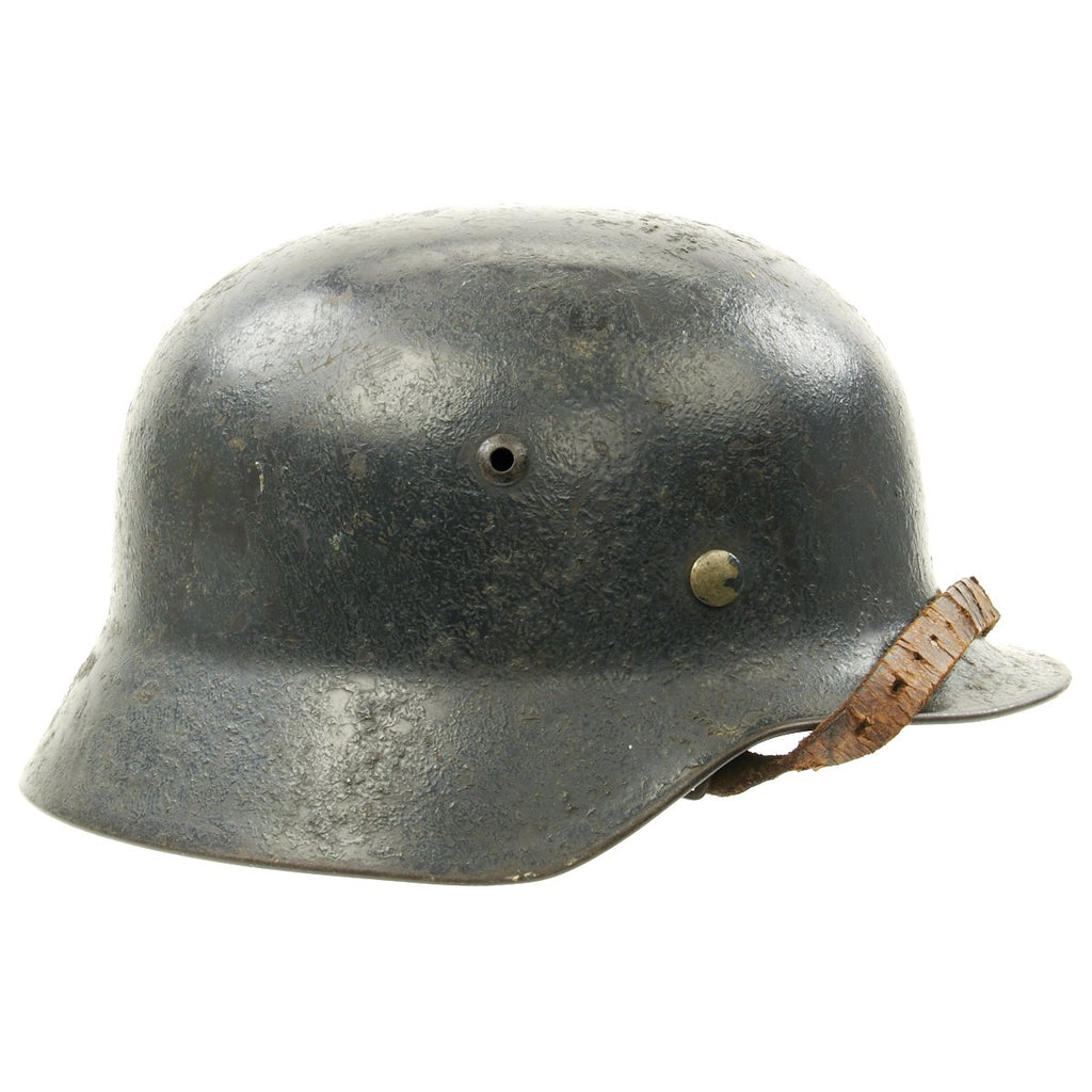 Original German WWII Luftwaffe M35 Double Decal Over Spray Camouflage Helmet - Q64 Original Items