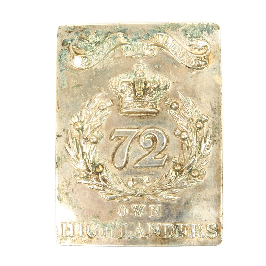 Original British Early 19th Century Cross Belt Plate from the 72nd Highland Regiment of Foot Original Items