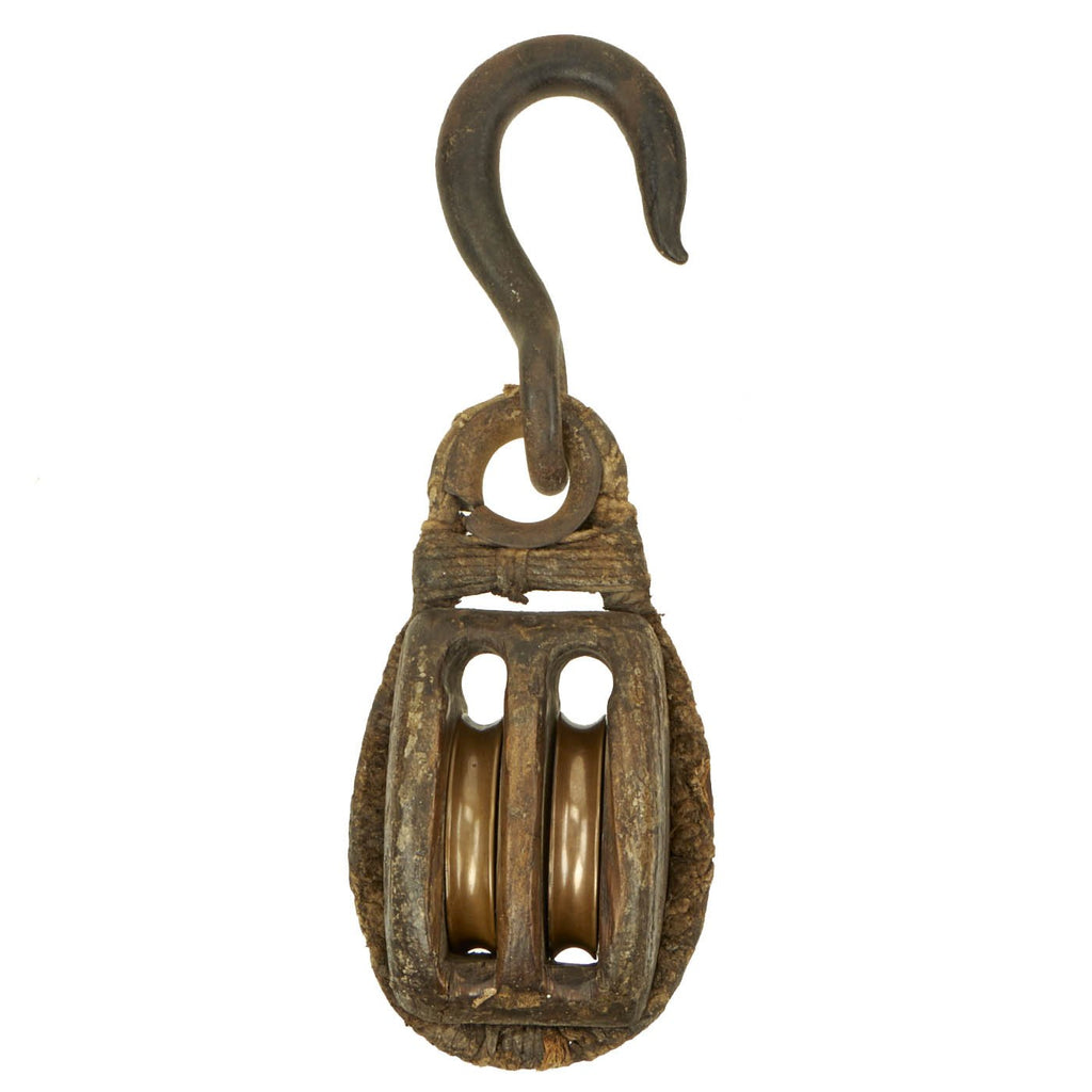 Original Naval Block & Tackle Pulley with Brass Wheels & Iron Hook Supposedly from CSS ALABAMA - Circa 1860 Original Items
