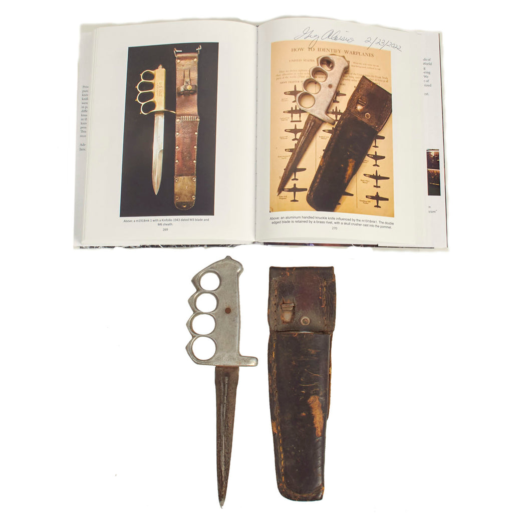 Original U.S. WWII Custom M-1918 Inspired Knuckle Duster Fighting Knife-Published in Reference Book Signed By Author - Page 270 Original Items