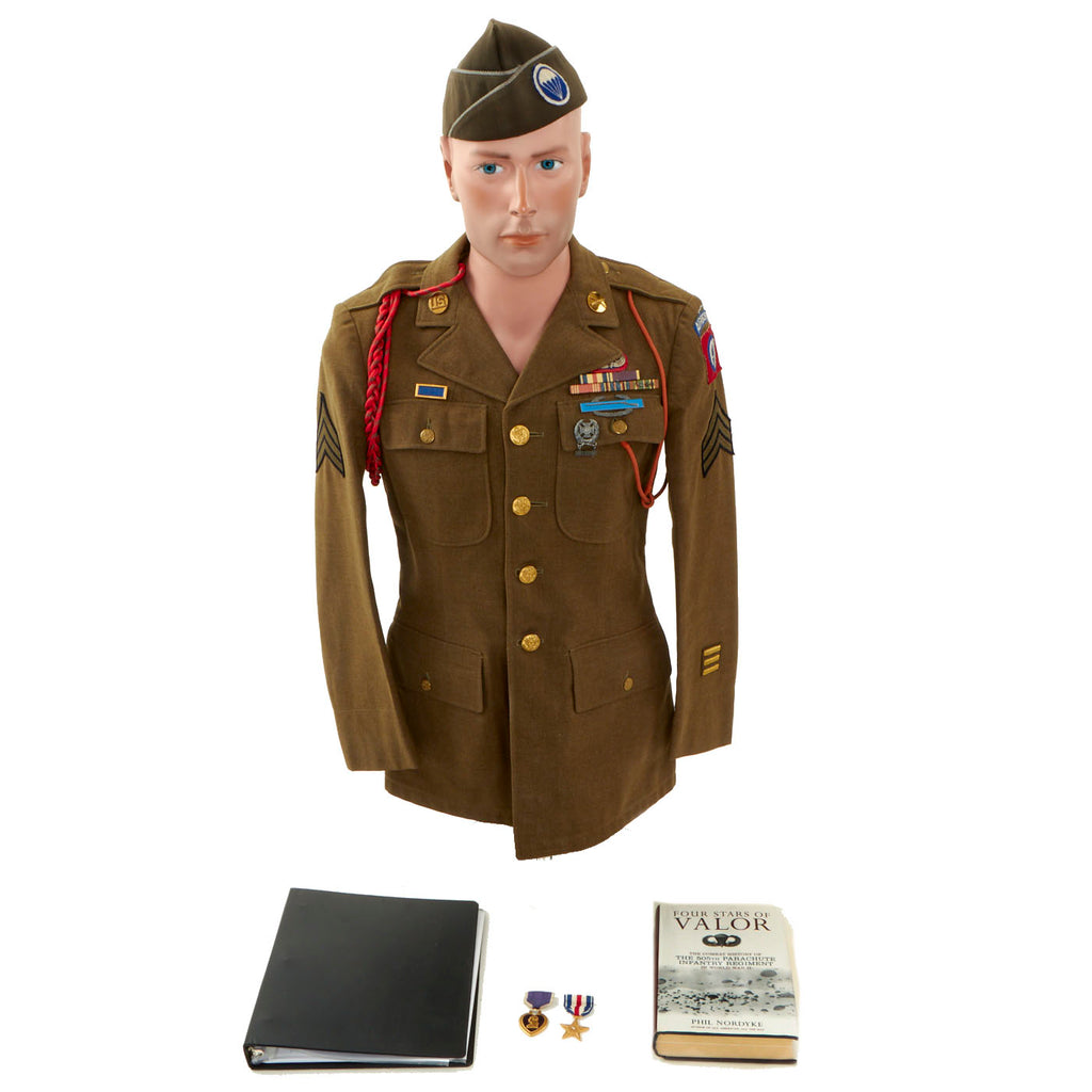 Original U.S. WWII D-Day NAMED 505th Parachute Infantry Regiment (505 PIR) Grouping with Research - Silver Star Purple Heart - Sergeant Julius A. Sebastian Original Items