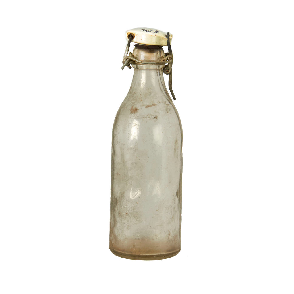 Original German WWII Luftwaffe Marked Clear Glass Beer or Wine Bottle - Marked Property of Luftwaffe Original Items