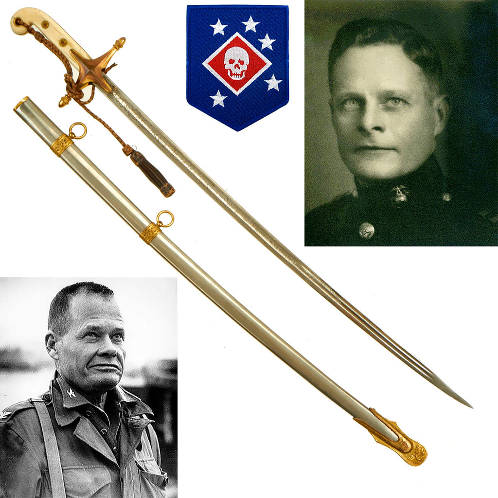 Original U.S. WWII Mameluke Sword of Lieutenant Colonel Samuel Puller - KIA Guam July 1944 - Younger Brother of Lt. General Louis "Chesty" Puller Original Items