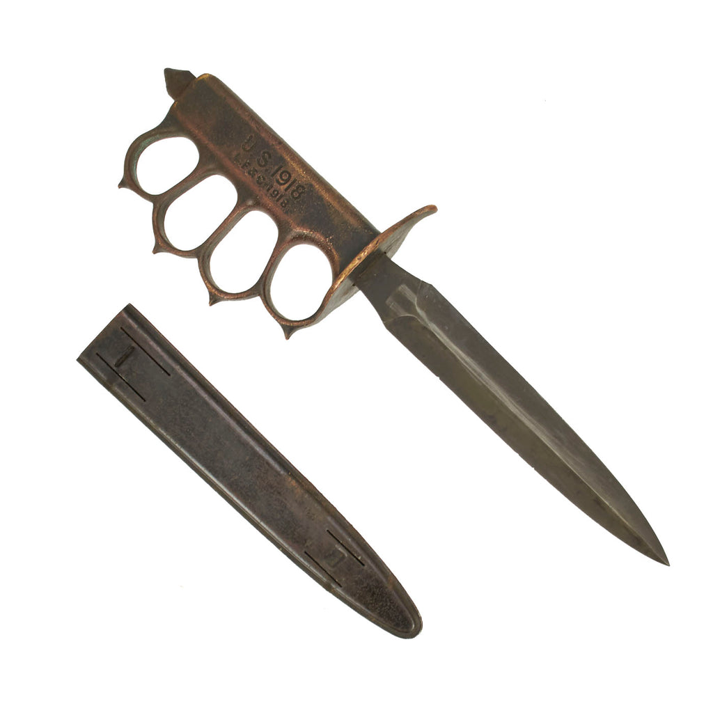 Original U.S. WWI Model 1918 Mark I Trench Knife by L. F. & C. with 1918 dated Steel Scabbard Original Items
