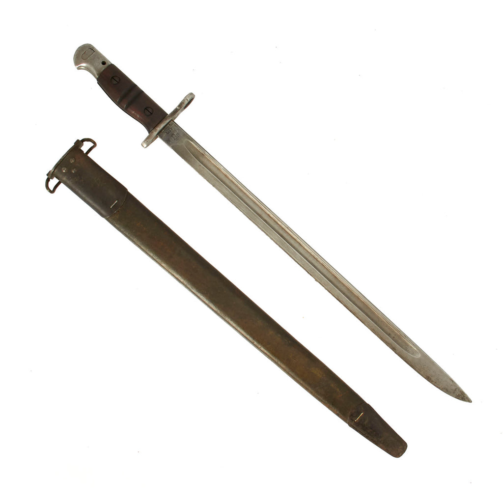 Original Rare U.S. WWI M1917 Enfield Rifle & Trench Gun Bayonet by Winchester with Scabbard - dated 1917 Original Items