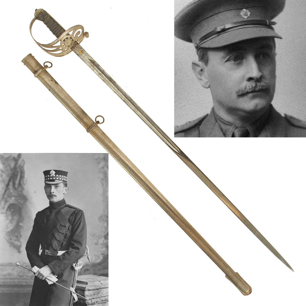 Original British WWI Pattern 1895 Light Officer’s Sword and Scabbard by Wilkinson Sword Company Attributed To Major J.S. Thorpe. M.C., Scots Guard Original Items