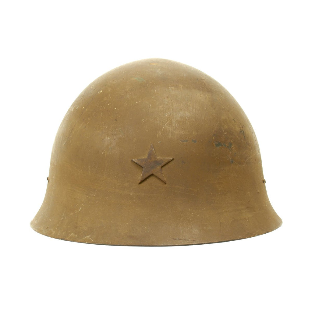 Original Japanese WWII Named Tetsubo Army Combat Helmet with Complete Liner and Chinstrap Original Items