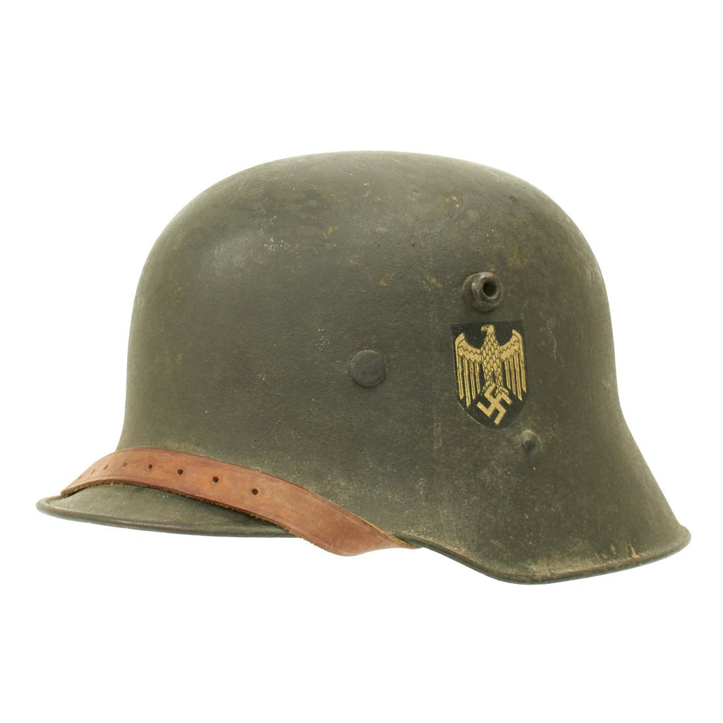 Original German WWII M17 Transitional Army Single Decal Helmet - Size 66 Original Items