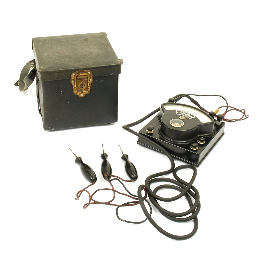 Original Japanese WWII Navy Voltmeter with Case with Cords and Probes Original Items