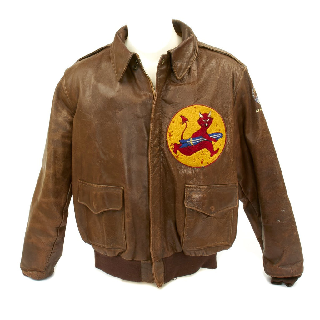 Original U.S. WWII B-17 Flying Fortress 535th Bomb Squadron A-2 Flight Jacket Original Items