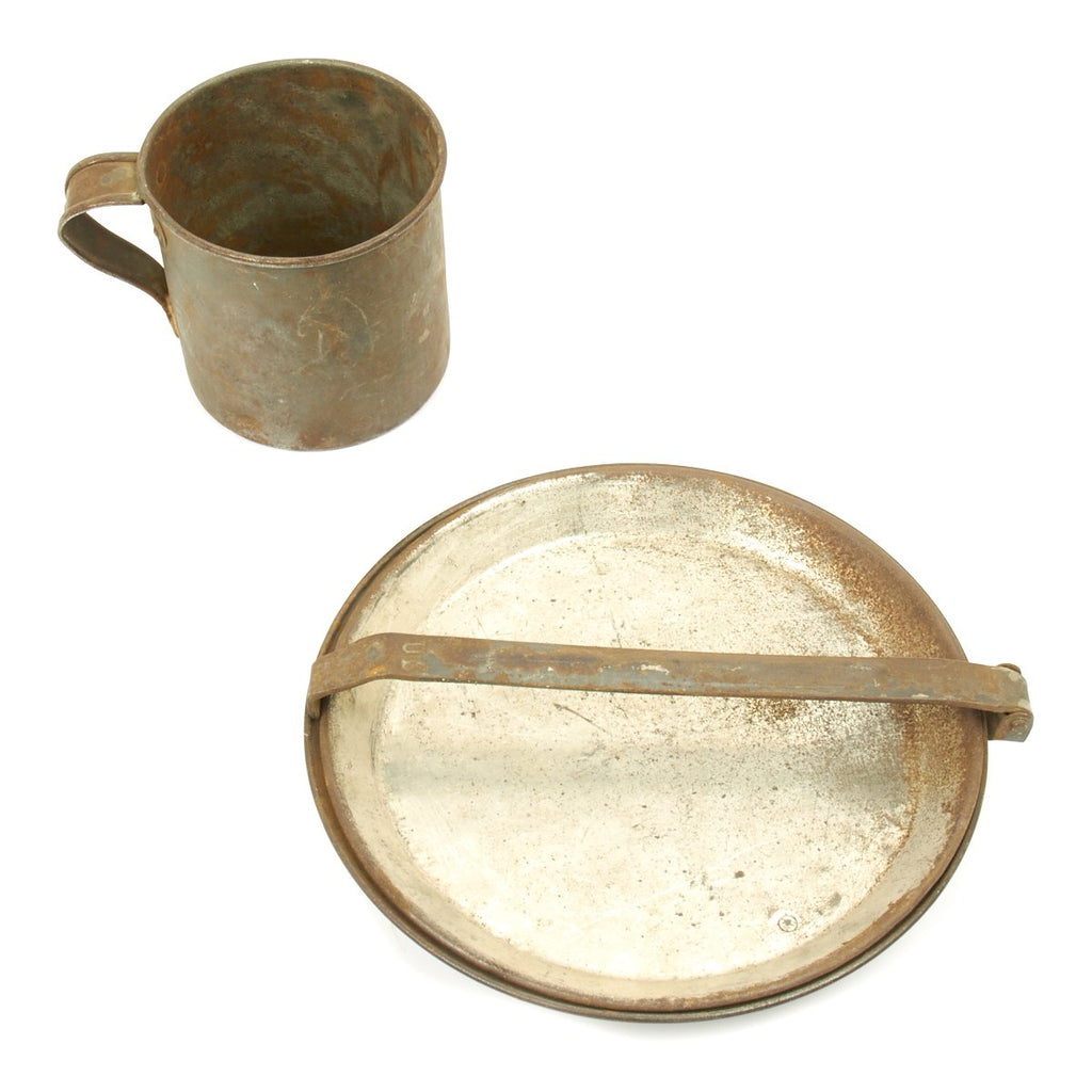 Original U.S. Indian Wars Tin Drinking Cup and Pattern 1890 Round Mess Kit - Marked US Original Items