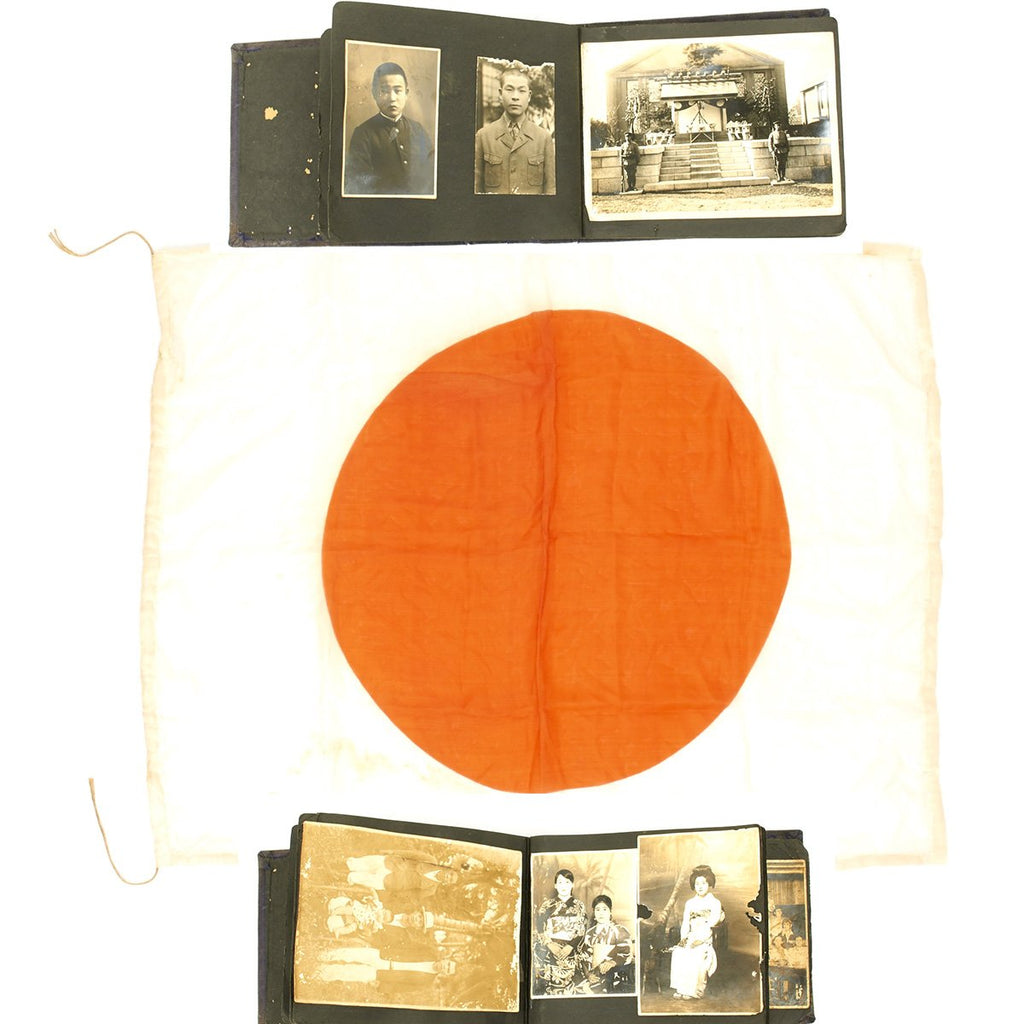 Original Japanese WWII Pilot's Flotation Flag and Photo Album - USGI Bring Back Original Items