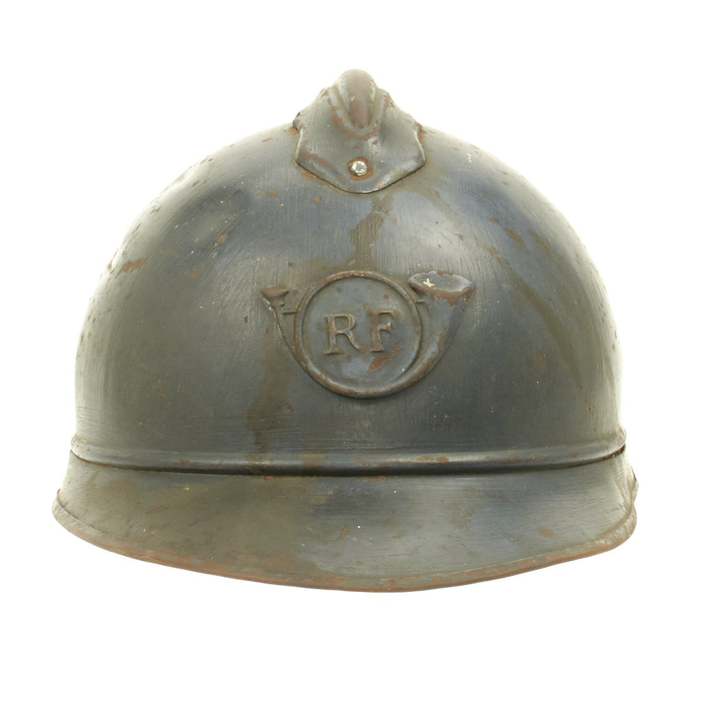 Original French WWI M1915 Adrian Mountain Trooper Chasseurs Helmet - Horizon Blue Original Items