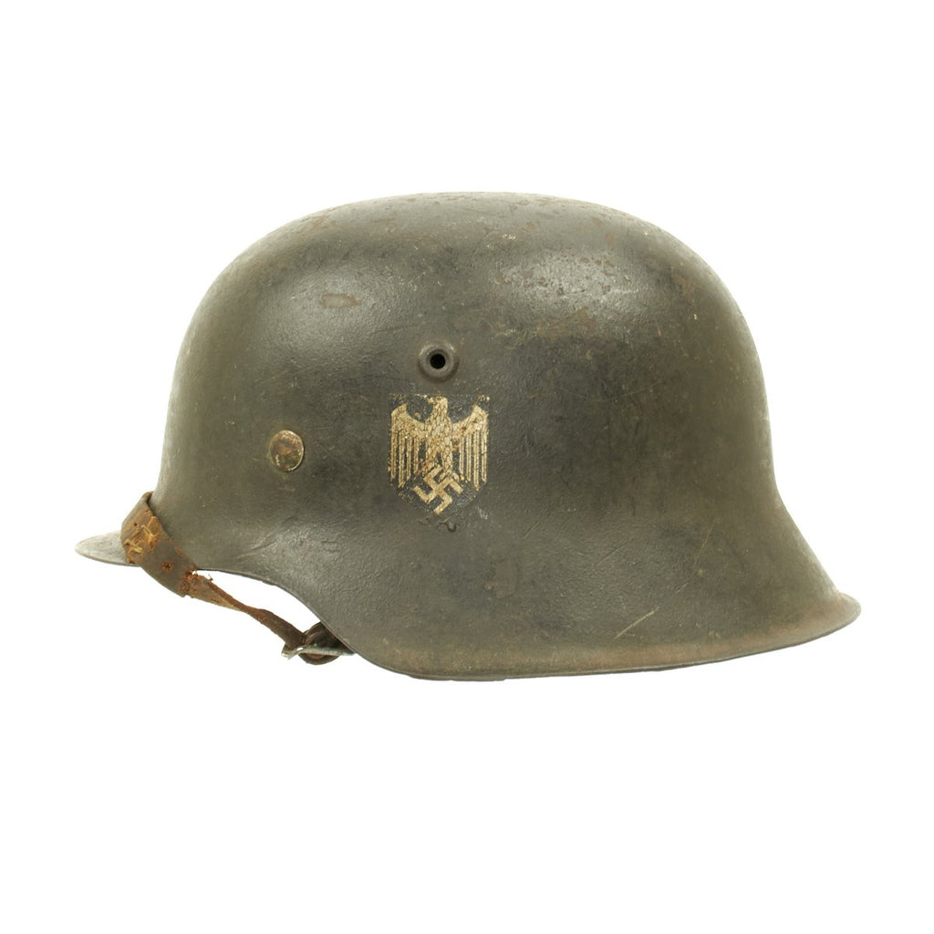 Original German WWII Army Heer M42 Single Decal Helmet - NS64 Original Items