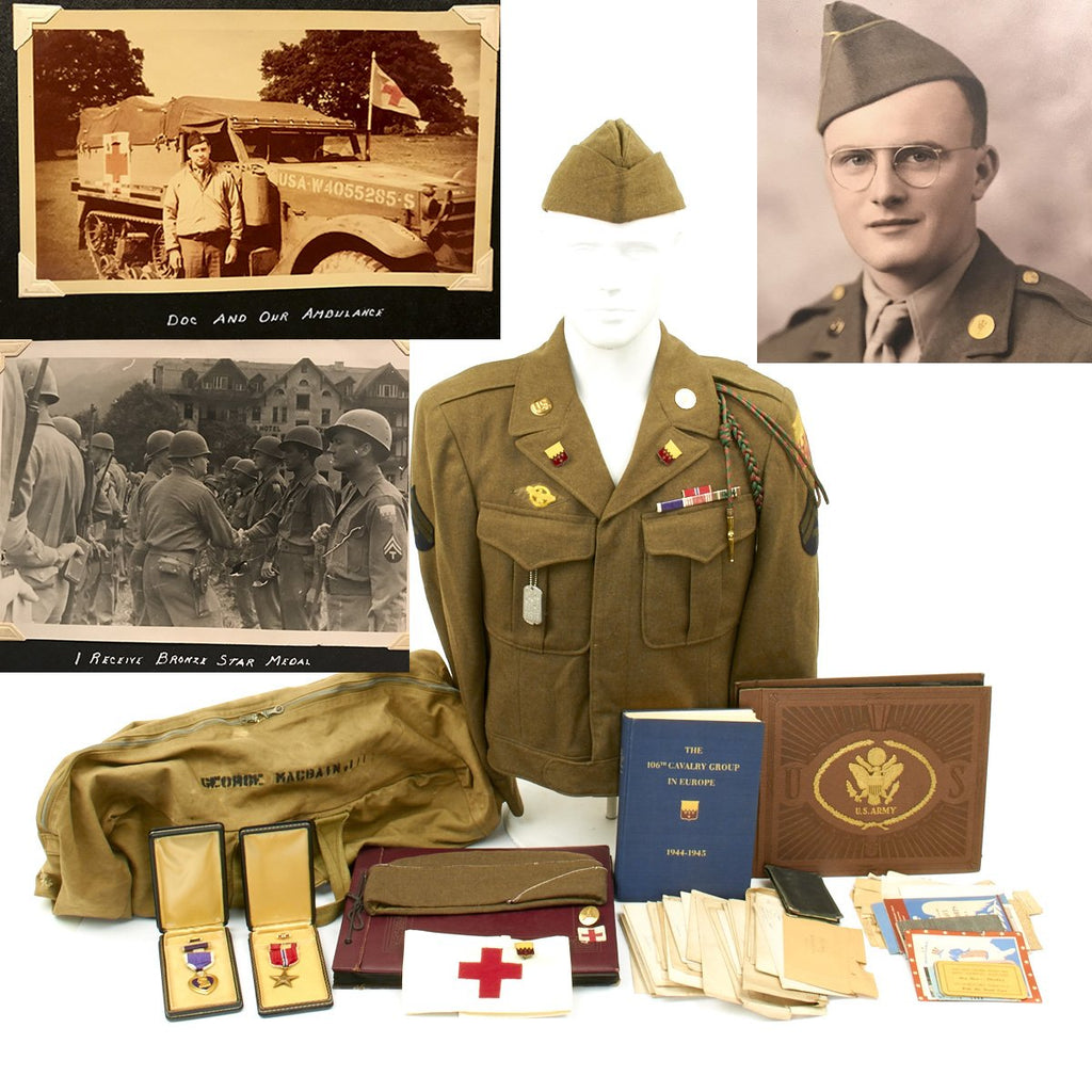 Original U.S. WWII Combat Medic 106th Cavalry Grouping - Bronze Star Recipient Original Items