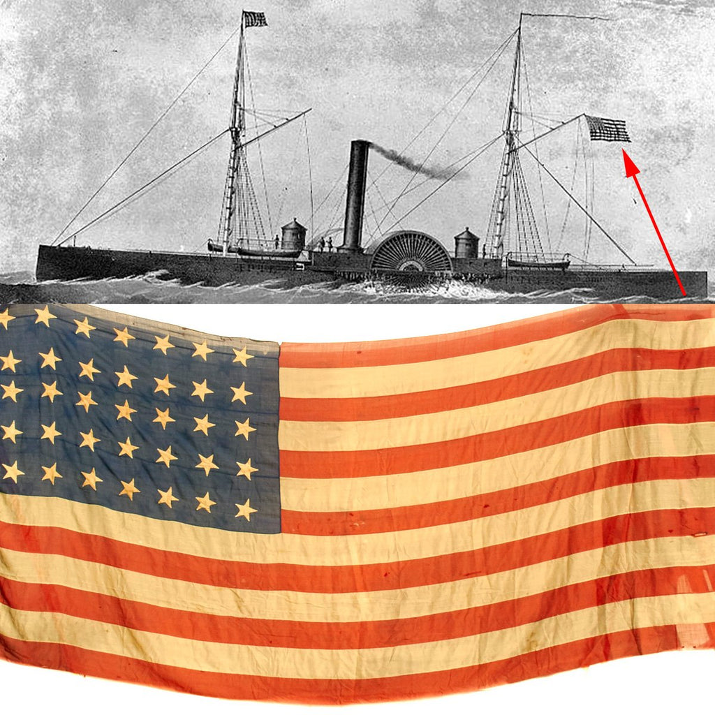 Original U.S. Civil War Union USS Eutaw 35 Star American Flag Named to Lieutenant Leonard Paulding Original Items