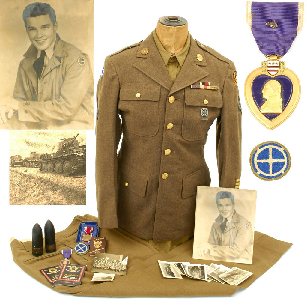 Original U.S. WWII Omaha Beach 134th Infantry Regiment Anti-Tank Platoon Named Grouping Original Items