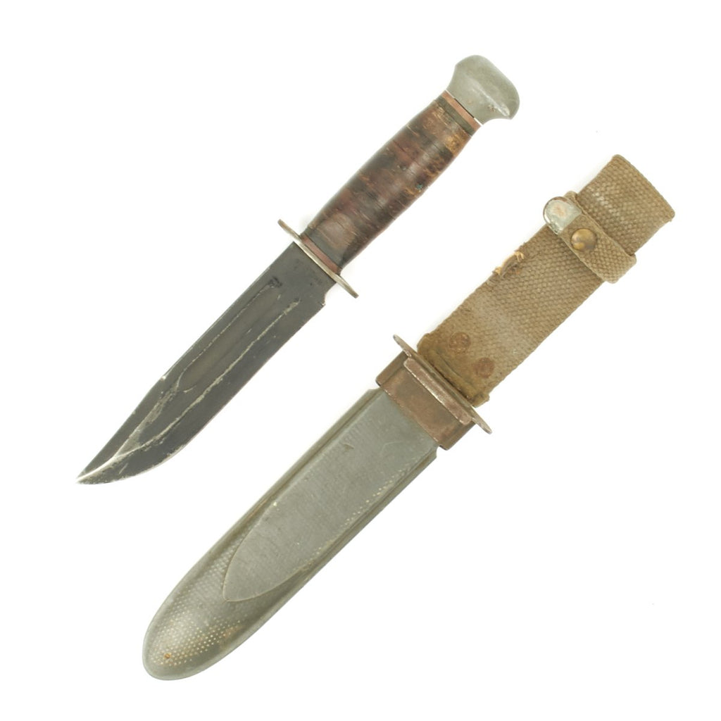 Original U.S. WWII RH Pal 36 Fighting Knife with USN MK 2 Scabbard Original Items