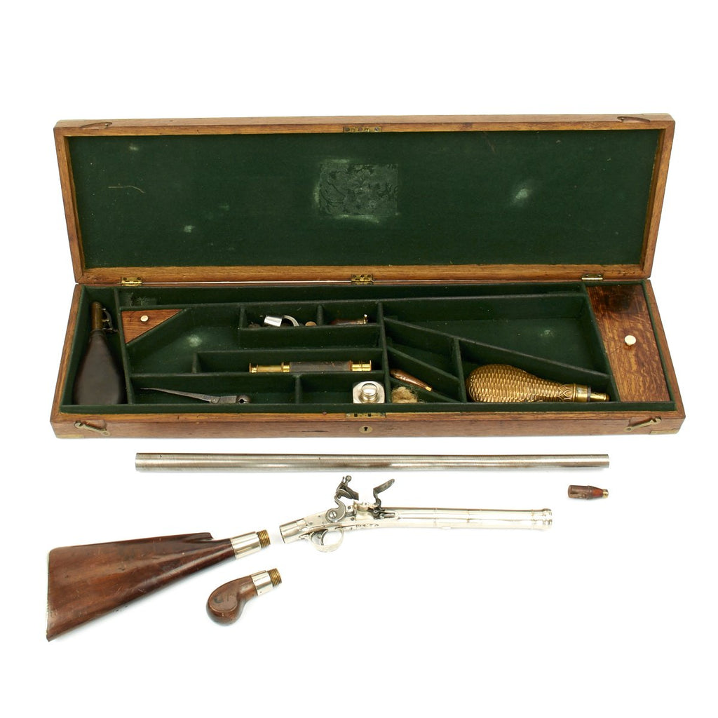 Original English 1810 Flintlock Convertible Combination Pistol and Fowling Gun by Perry of London in Custom Wood Case Original Items