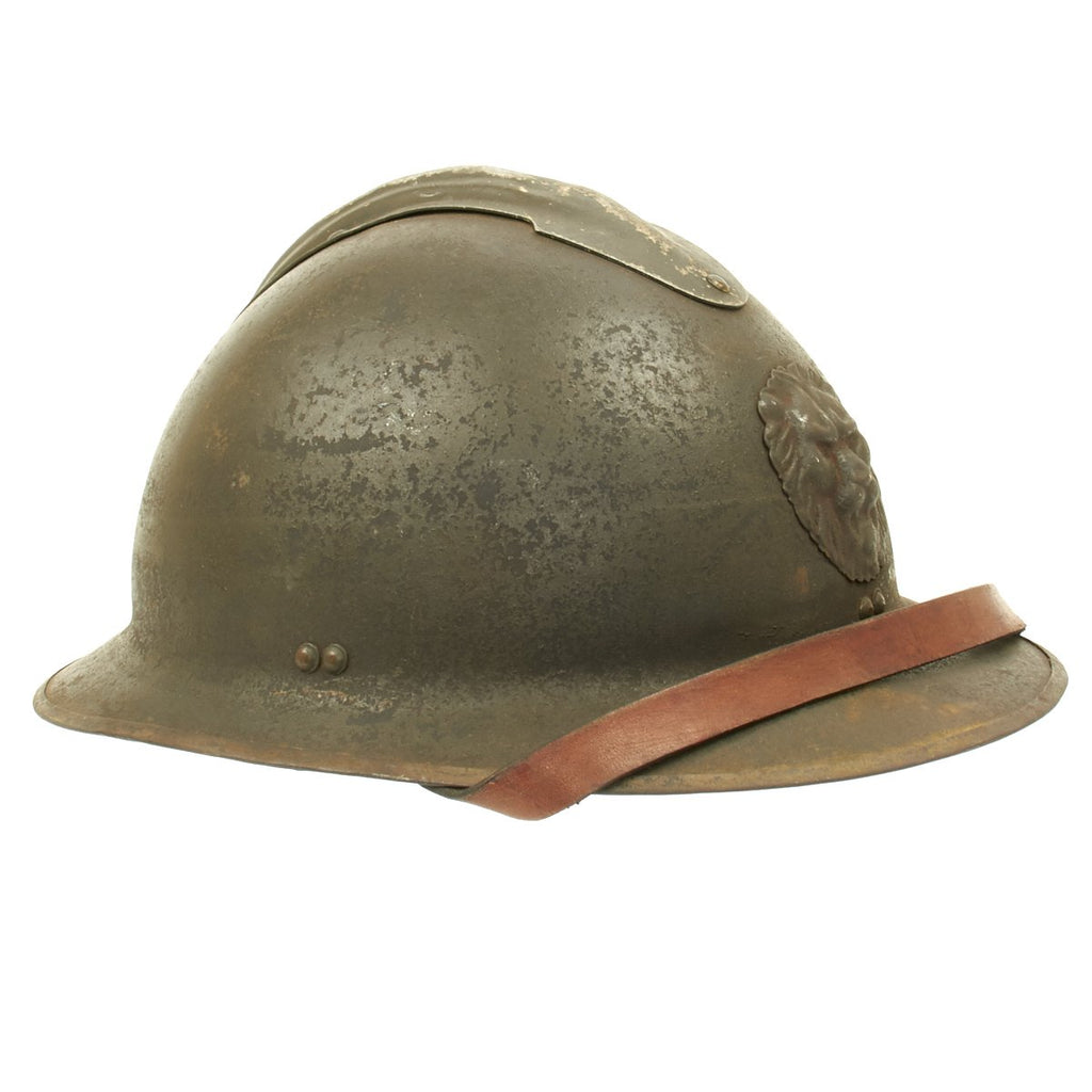 Original Belgian WWII Model 1926 Adrian Infantry Helmet with Lion Badge Original Items