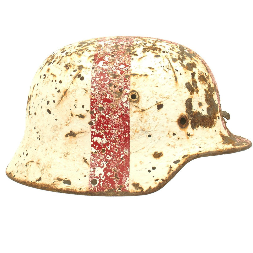 Original German WWII Eastern Front Winter Medic KIA Shot Through Named M40 Helmet Original Items