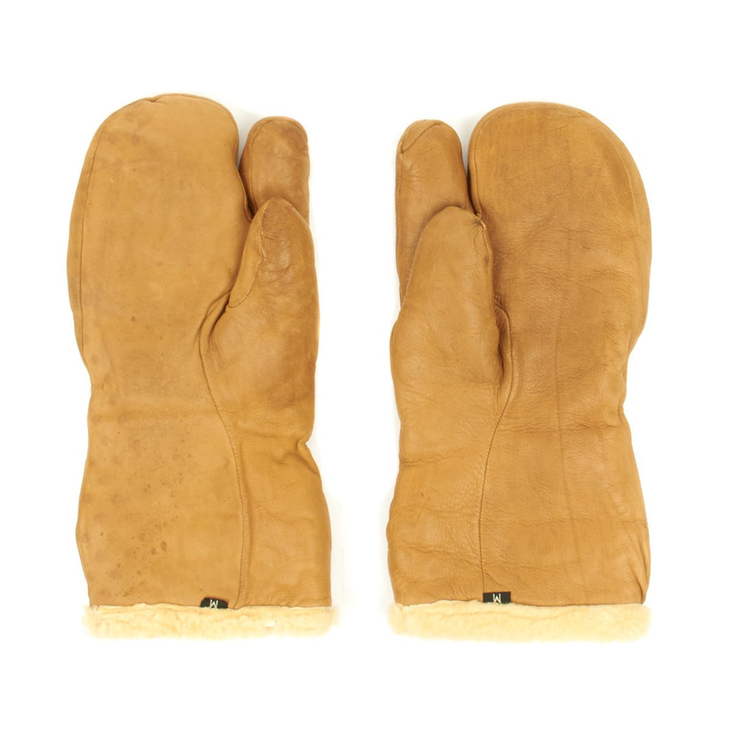 Original U.S. WWII Army Air Force A-9A Leather Flying Mitten Gloves - Medium Size Original Items